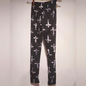 Kids Black and White Cross Leggings